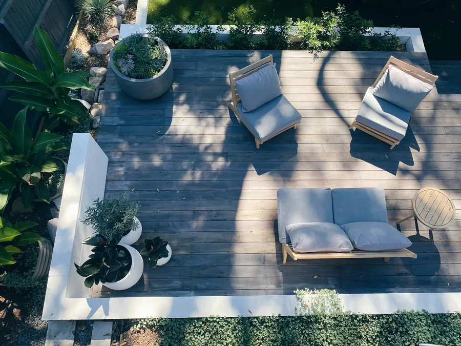 Terraza con plantas vista desde arriba